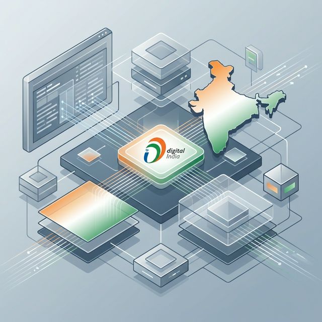 Digital India Logo and Microchip Illustration