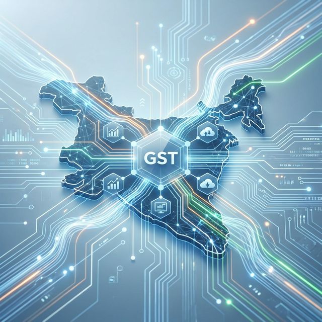 GST Infrastructure and India Map Illustration